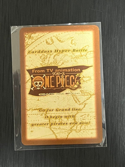 Bandai One Piece Carddass Hyper Battle Luffy 2001 hologram trading card with Devil Fruit and Pirate attributes
