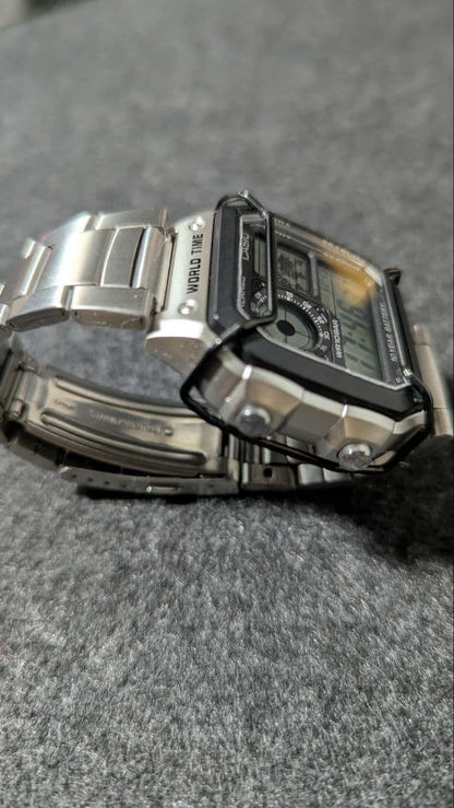 Casio AE-1200WH Watch with Black Glass Protective Part — Japan Import