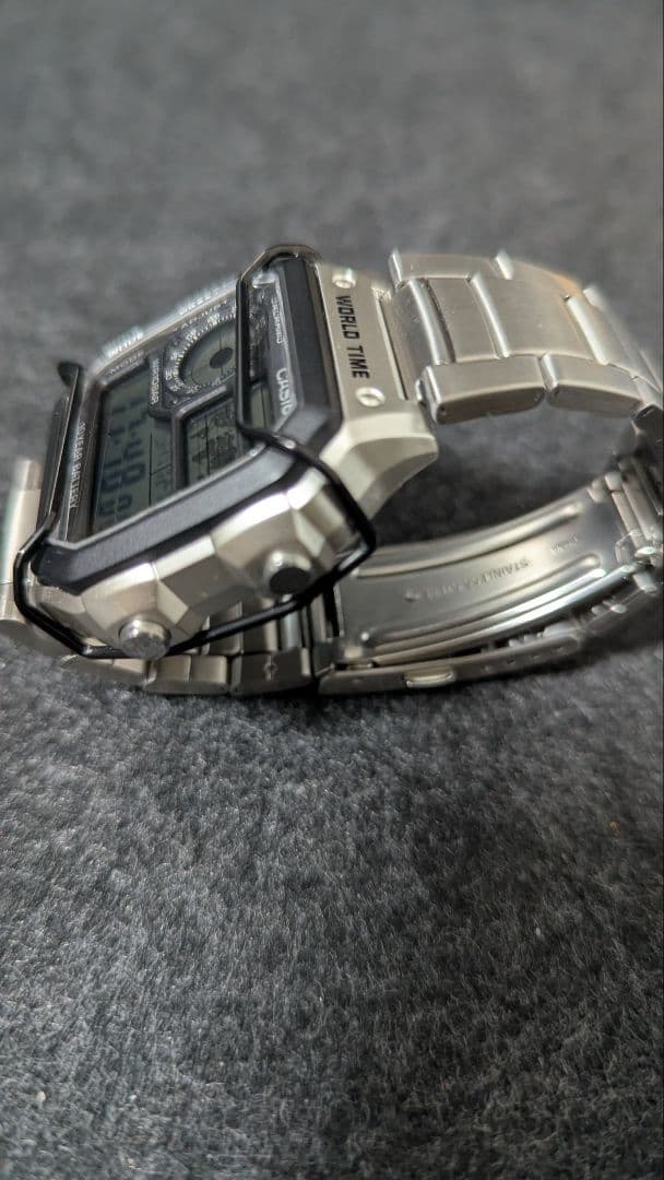 Casio AE-1200WH Watch with Black Glass Protective Part — Japan Import