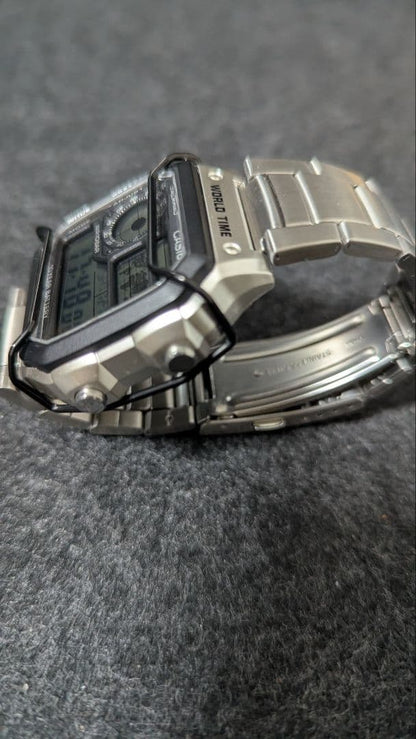 Casio AE-1200WH Watch with Black Glass Protective Part — Japan Import