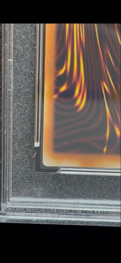 Yu-Gi-Oh PSA8 Millennium Dragon Secret Rare trading card showing Japanese import with serial number 006/165