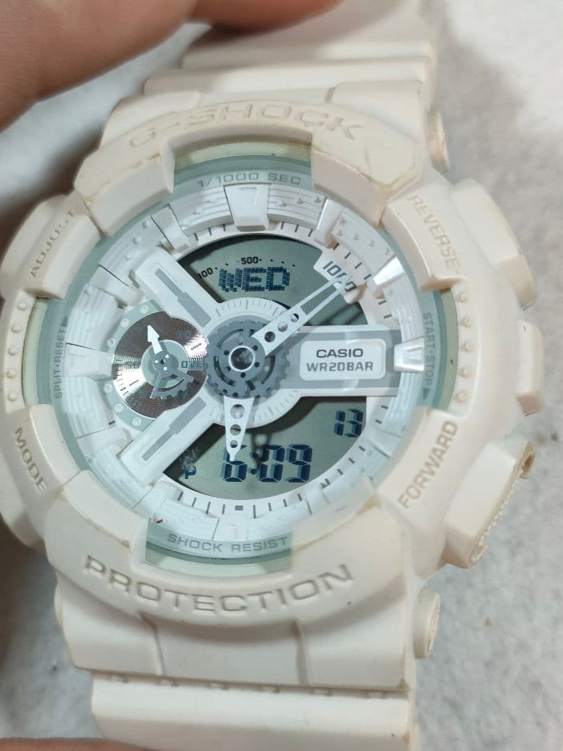 Casio G-Shock GA-110BC Watch with White Resin Band and Analog-Digital Display — Japan Import