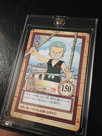 Bandai One Piece Carddass Hyper Battle trading card featuring Zoro Kuina's Vow Limited Edition 1999 Japan import