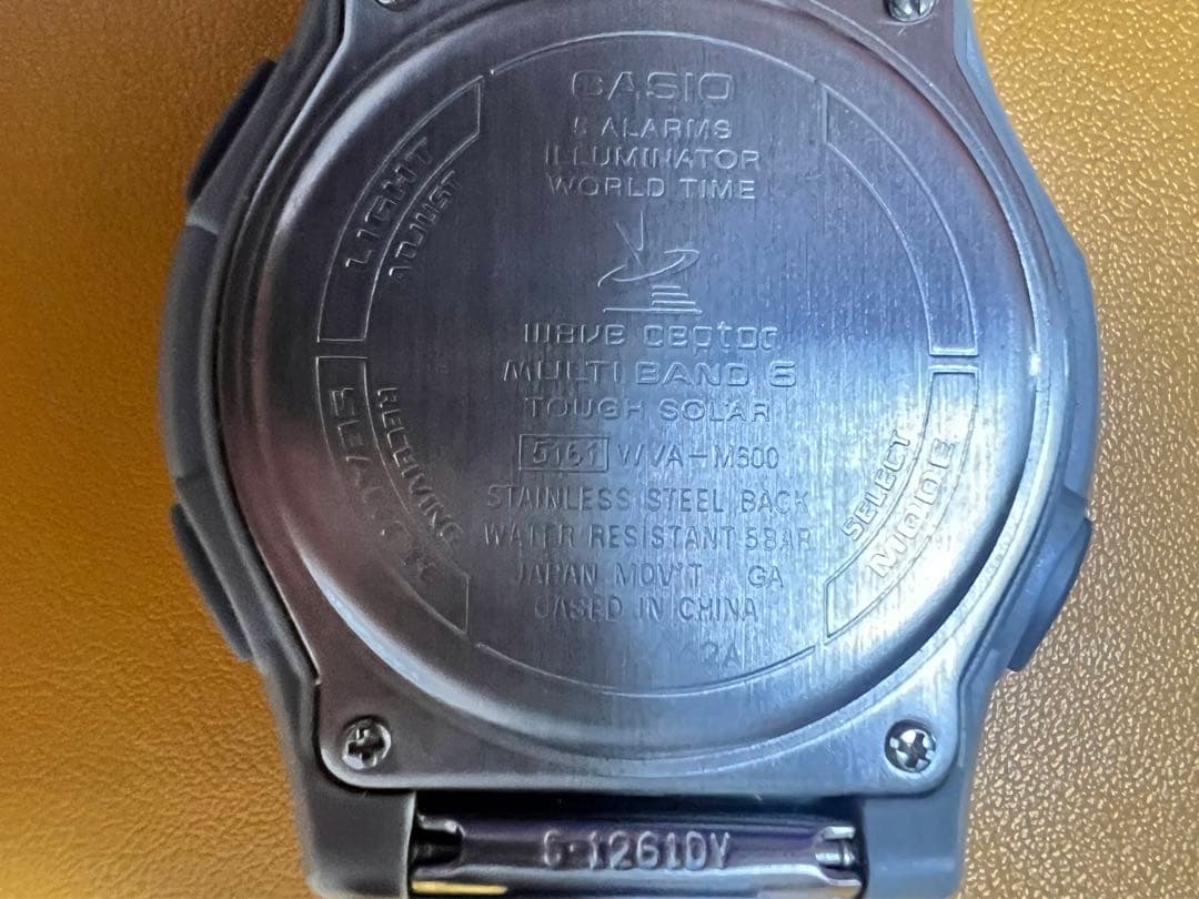 Casio Wave Ceptor Solar Radio-Controlled Watch with Blue Dial and Silver Band