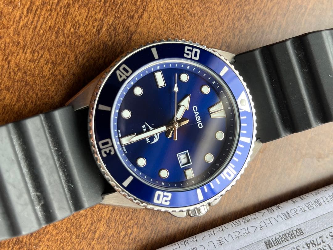 Casio Kaleido Model MDV-106 Wristwatch Blue Dial WR 200M Silicone Strap — Japan Import