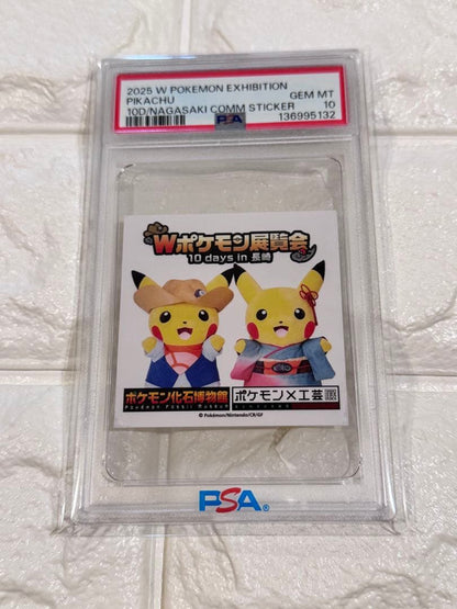 Pokemon Exhibition 2025 Pikachu commemorative sticker graded PSA10 with authenticity number, Japan import