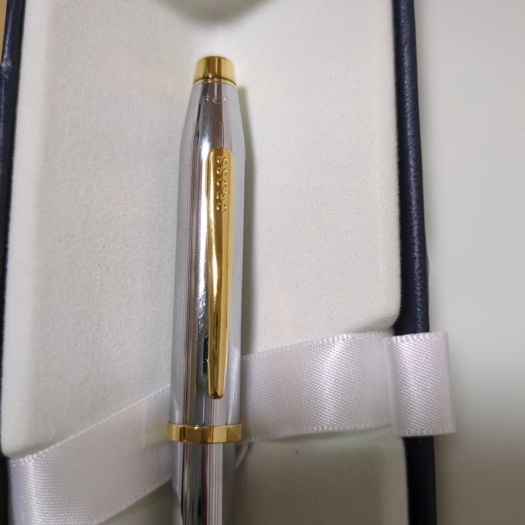 Cross Gift Set Silver Ballpoint Pen Leather Case with Felt Interior - Kobe City Mark — Japan Import