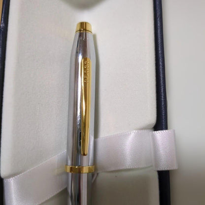 Cross Gift Set Silver Ballpoint Pen Leather Case with Felt Interior - Kobe City Mark — Japan Import