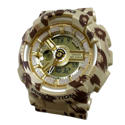 Casio Baby-G BA-110LP Leopard Series Watch with Gold Dial and White Hands — Japan Import