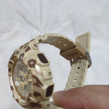Casio Baby-G BA-110LP Leopard Series Watch with Gold Dial and White Hands — Japan Import