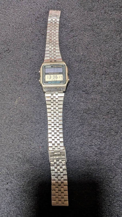 Casio AL-180 Digital Watch With Stainless Steel Case Waterproof Battery-Free — Japan Import