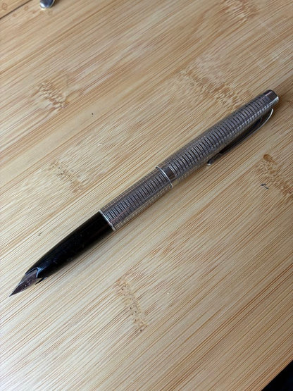 Platinum Sterling Silver Fountain Pen with 18K Fine Nib and Converter — Japan Import