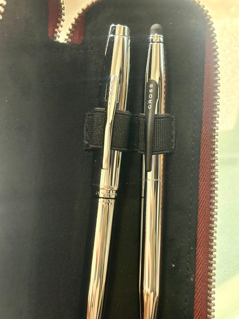 Zebra Leather Pen Case for Two Pens Cross Pattern Japan Import