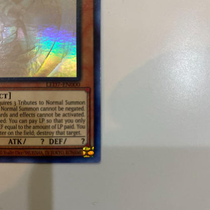 Bandai Yu-Gi-Oh Ra's Winged Dragon of Horus Ghost Rare card North America Edition in protective sleeve