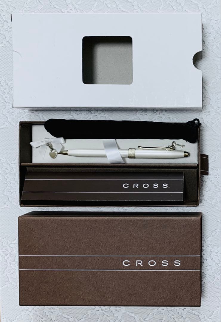 Cross Ballpoint Pen with Key and Heart Shaped Charms
