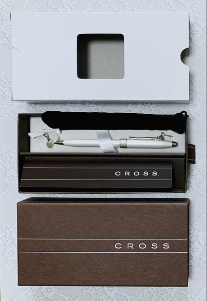 Cross Ballpoint Pen with Key and Heart Shaped Charms