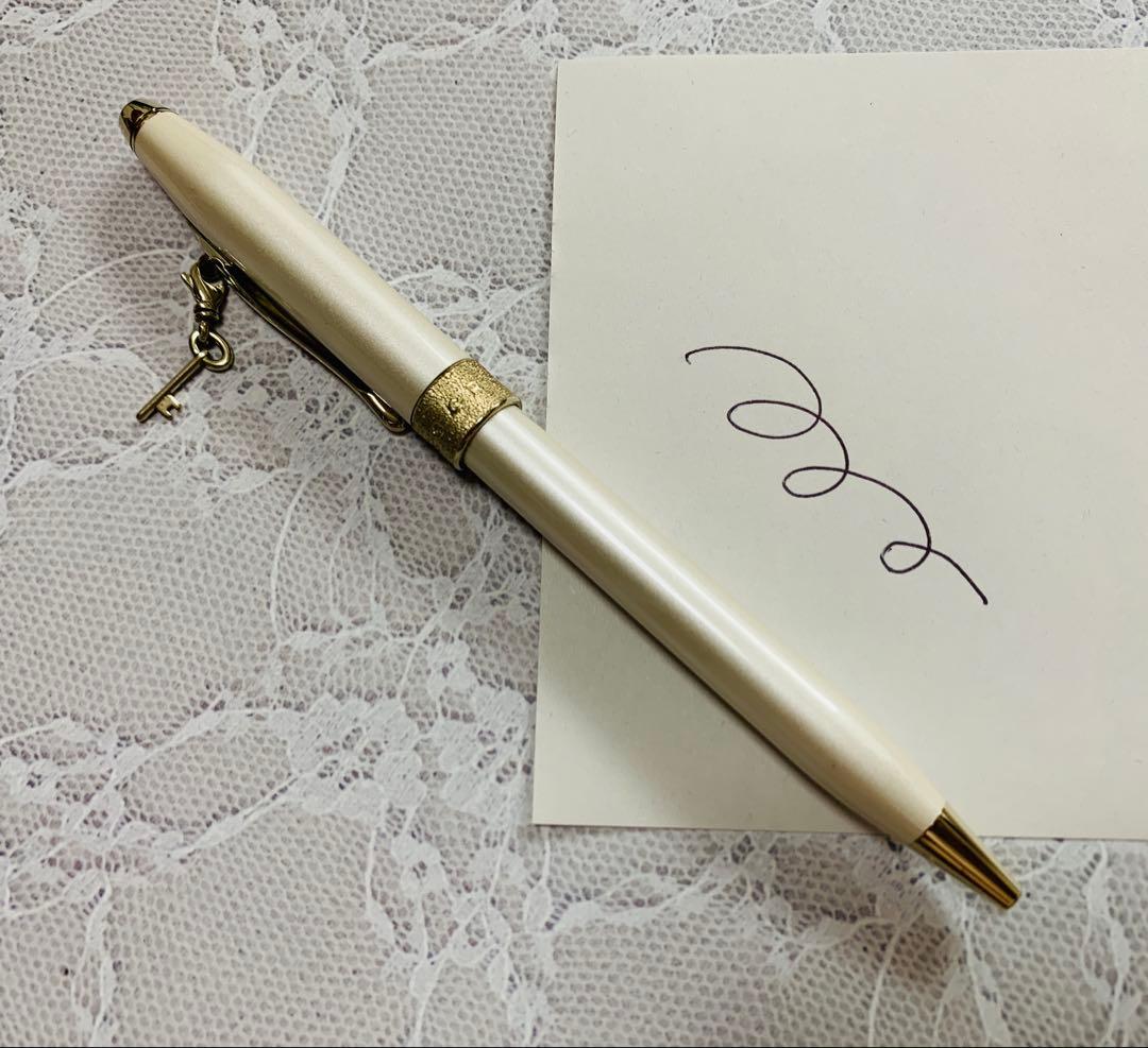 Cross Ballpoint Pen with Key and Heart Shaped Charms