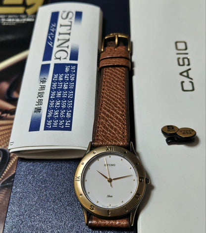 Casio Sting Watch Model with Genuine Leather Band and Box — Japan Import