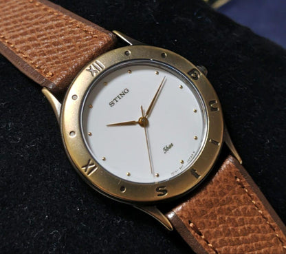 Casio Sting Watch Model with Genuine Leather Band and Box — Japan Import