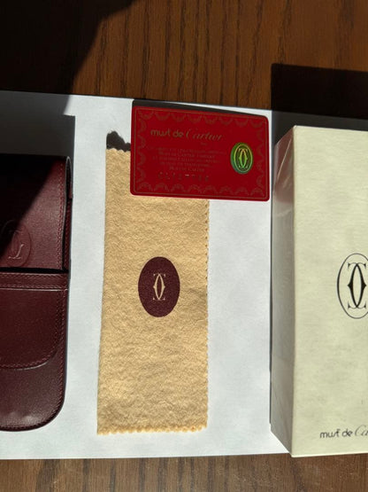 Mut de Cartier Wine Red Leather Case with Cleaning Cloth and Cards