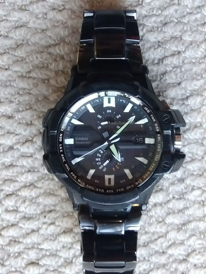 Casio G-Shock Skycircuit GW-A1000 Radio Wave Solar Watch with Black Metal Band