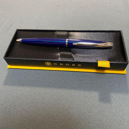 Cross Blue Ballpoint Pen with Silver Clip and Case
