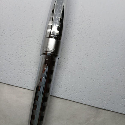 Cross Stripe Design Metal Silver Ballpoint Pen Without Refill