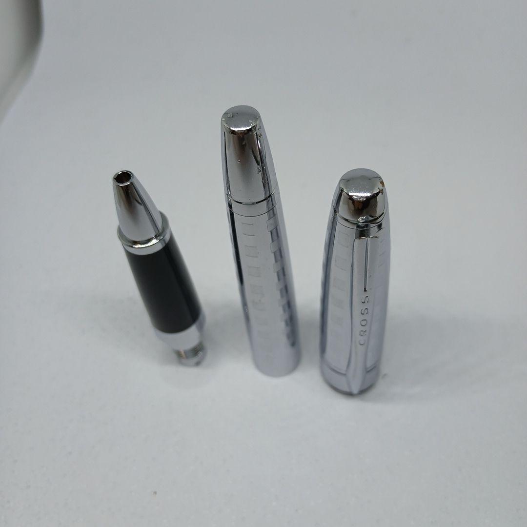 Cross Stripe Design Metal Silver Ballpoint Pen Without Refill