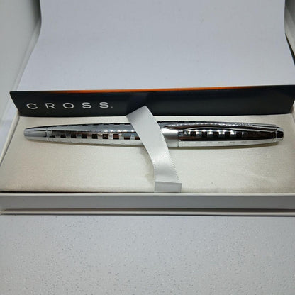 Cross Stripe Design Metal Silver Ballpoint Pen Without Refill