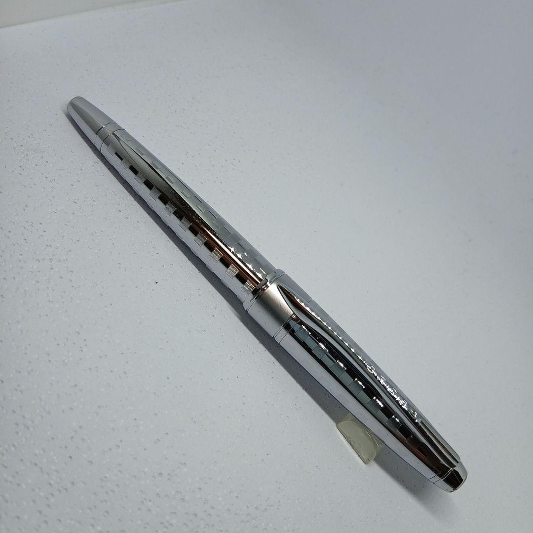 Cross Stripe Design Metal Silver Ballpoint Pen Without Refill