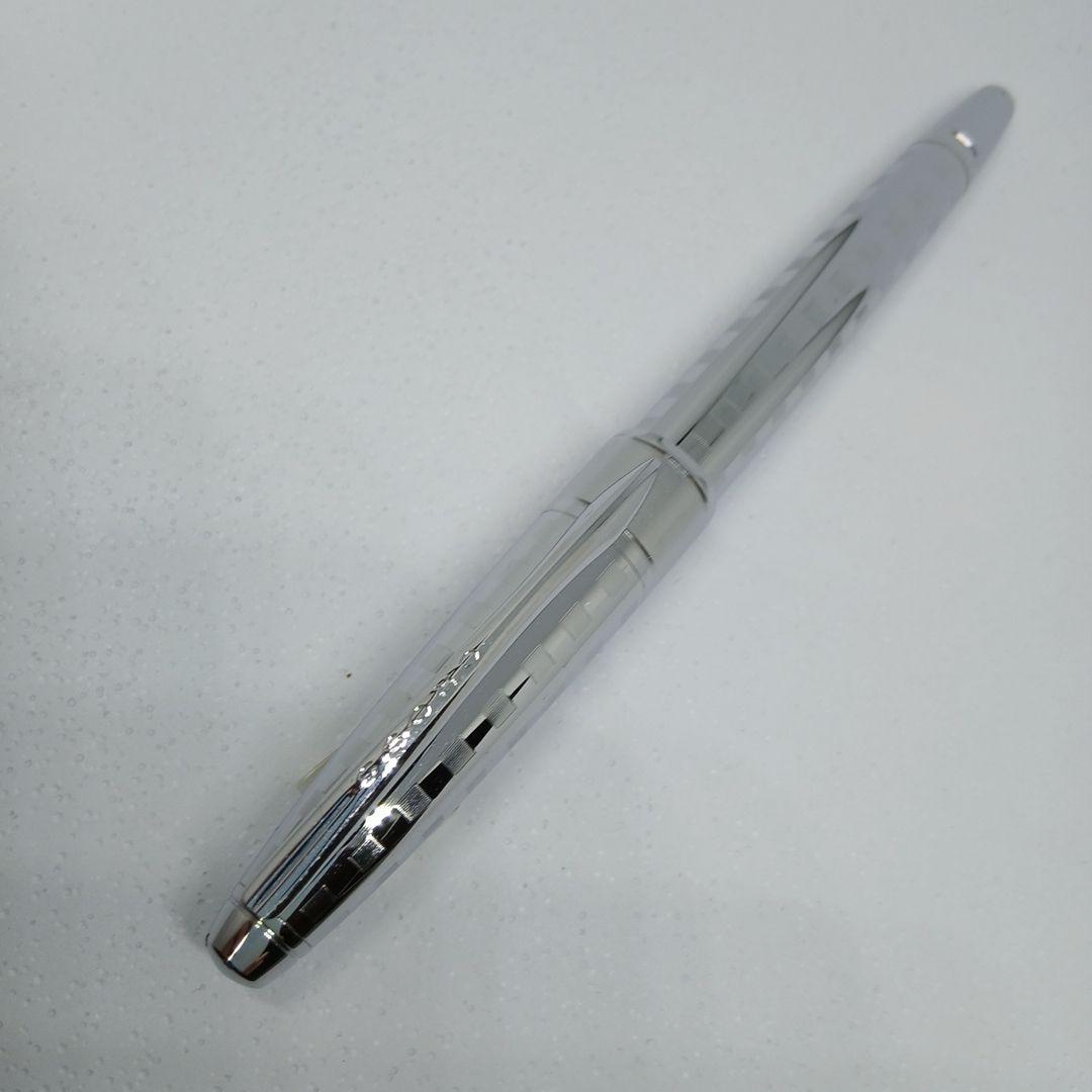 Cross Stripe Design Metal Silver Ballpoint Pen Without Refill
