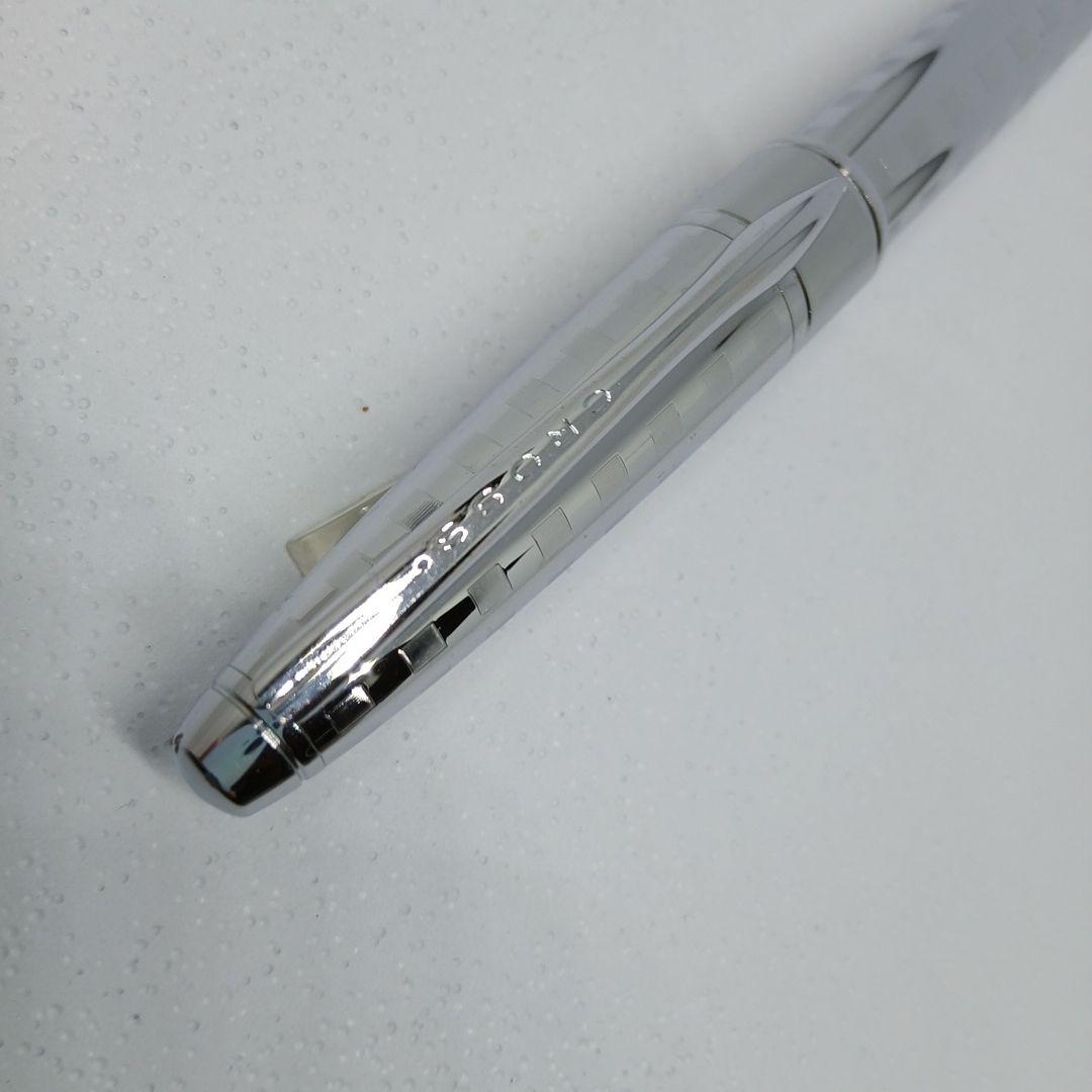 Cross Stripe Design Metal Silver Ballpoint Pen Without Refill
