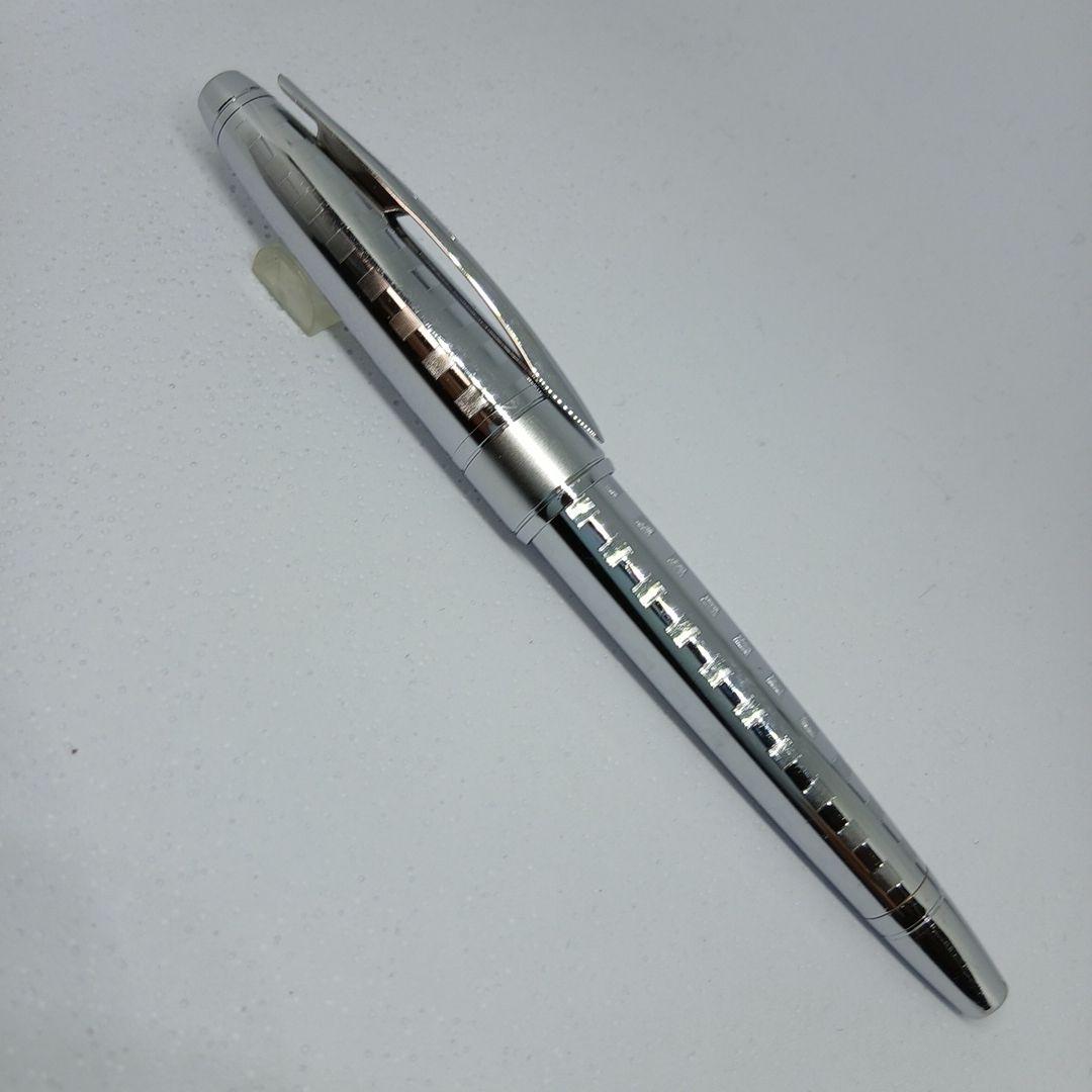 Cross Stripe Design Metal Silver Ballpoint Pen Without Refill