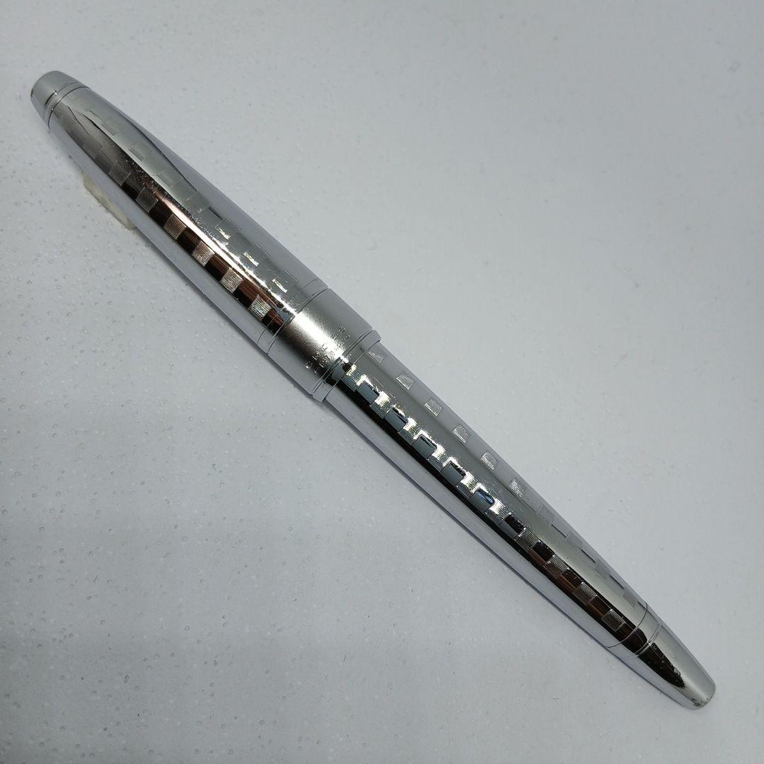 Cross Stripe Design Metal Silver Ballpoint Pen Without Refill