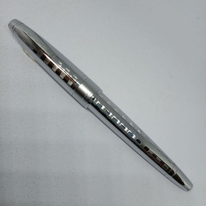 Cross Stripe Design Metal Silver Ballpoint Pen Without Refill