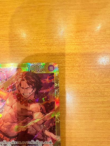 Sealed Portgas D. Ace rare SEC Series model OP07-119 collectible One Piece card in open sleeve