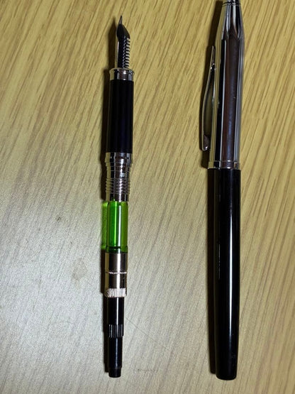 Cross Century II Black Lacquer Fountain Pen - Silver Nib F Model — Japan Import