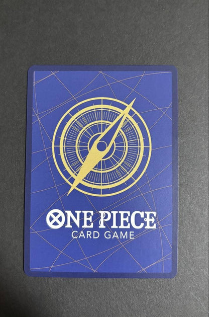 One Piece Monkey D. Luffy P-043 collectible card removed from binder with minor wear