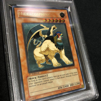 Yugioh Hieracosphinx 1st Edition TLM-EN012 PSA9 English relief card from 2005 The Lost Millennium set