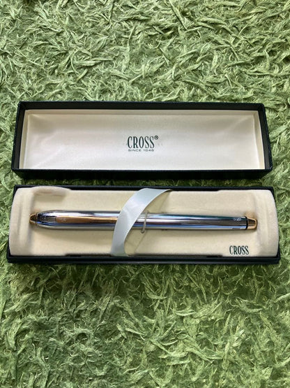 Cross Silver Metal Ballpoint Pen with Two-Tone Design and Dedicated Case