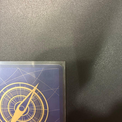 One Piece Gold D. Roger WANTED card 13000 with red front and compass back, Japanese import, includes loader