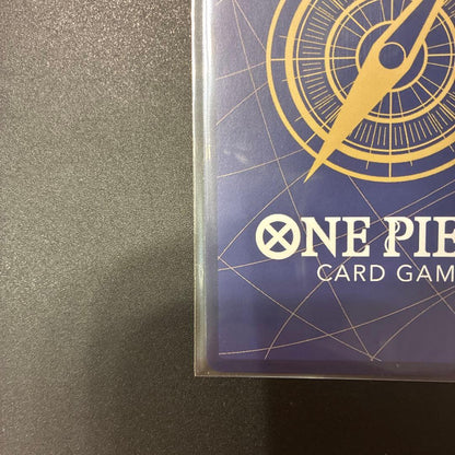 One Piece Gold D. Roger WANTED card 13000 with red front and compass back, Japanese import, includes loader