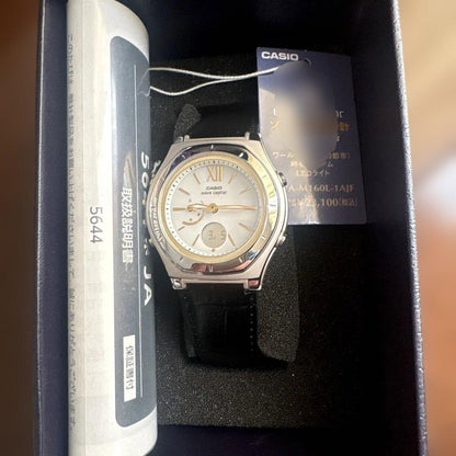 Casio LWA-M160L-1AJF Solar Radio-Controlled Watch with Silver Dial and Leather Band — Japan Import
