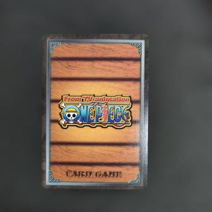 Old One Piece Monkey D. Luffy MS-C10 Pirate's Beacon trading card with signs of aging and damage