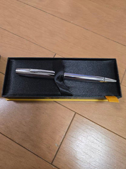 Cross Silver Ballpoint Pen with Custom Case - USA Made Metal Writing Instrument