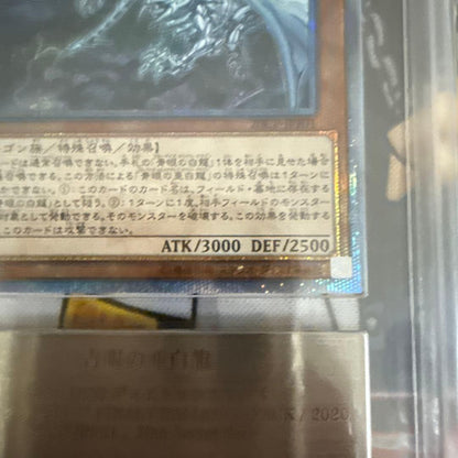 Blue-Eyes White Dragon 20th Secret Rare ARS9 Yu-Gi-Oh! trading card with Light attribute and 3000 attack
