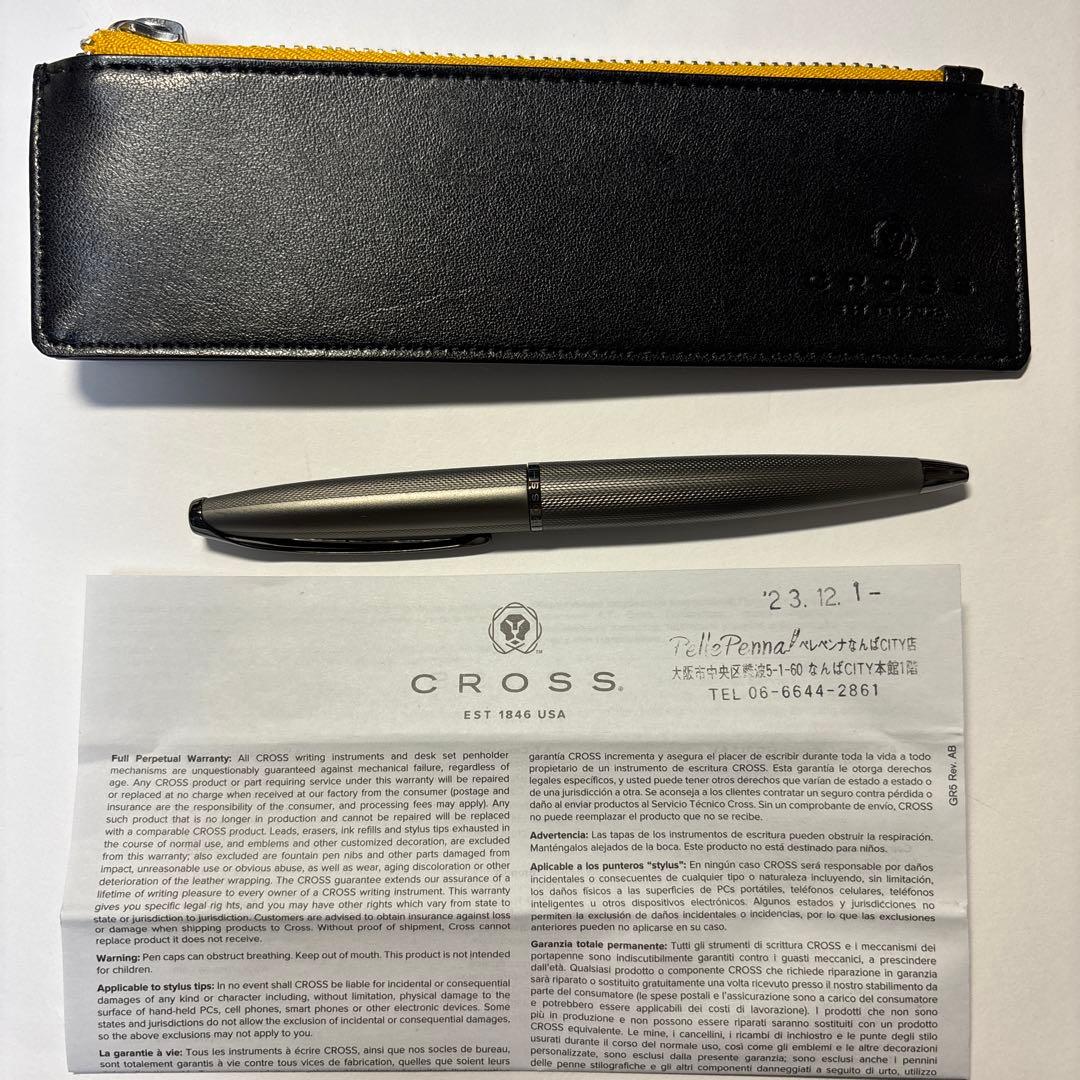 CROSS Silver Metal Ballpoint Pen with Pen Case — Japan Import