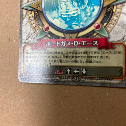 Used One Piece Bandai Wano Pebi-Match Double trading card of Portgas D. Ace in protective sleeve