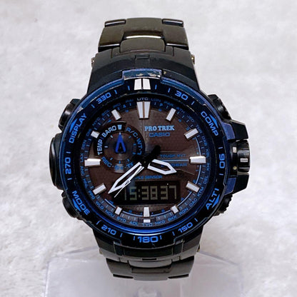 Casio PROTREK PRW-6000SYT-1JF Titanium Watch with Black/Blue Dial and Extra Metal Band — Japan Import