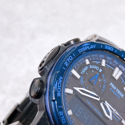 Casio PROTREK PRW-6000SYT-1JF Titanium Watch with Black/Blue Dial and Extra Metal Band — Japan Import